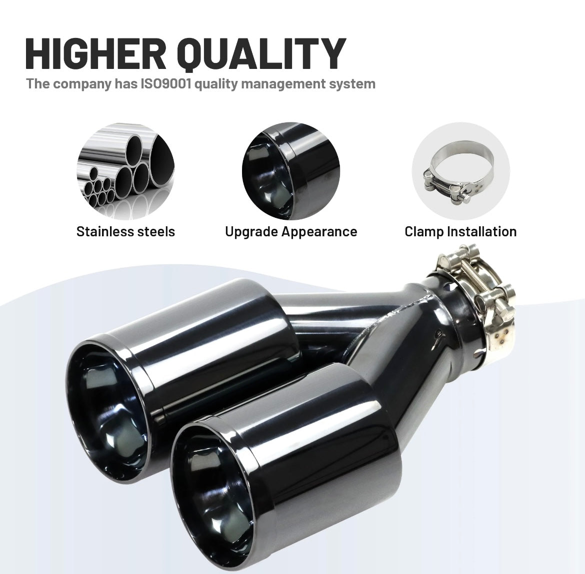 Dual Exhaust Tips new models Black Chrome Stainless Universal car Exhaust Muffler tailpipe
