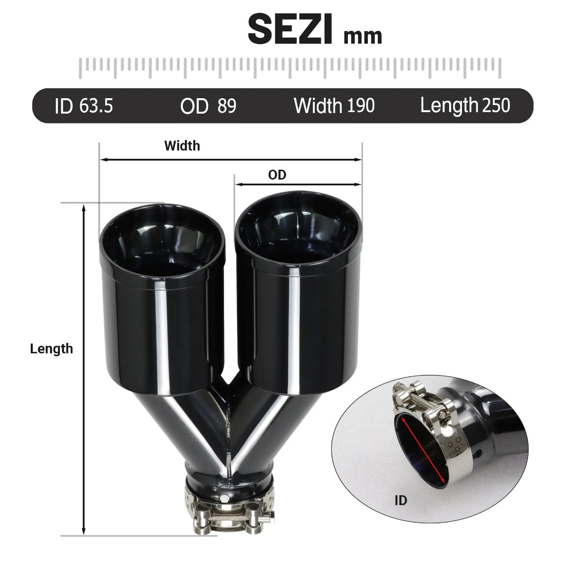 Dual Exhaust Tips new models Black Chrome Stainless Universal car Exhaust Muffler tailpipe