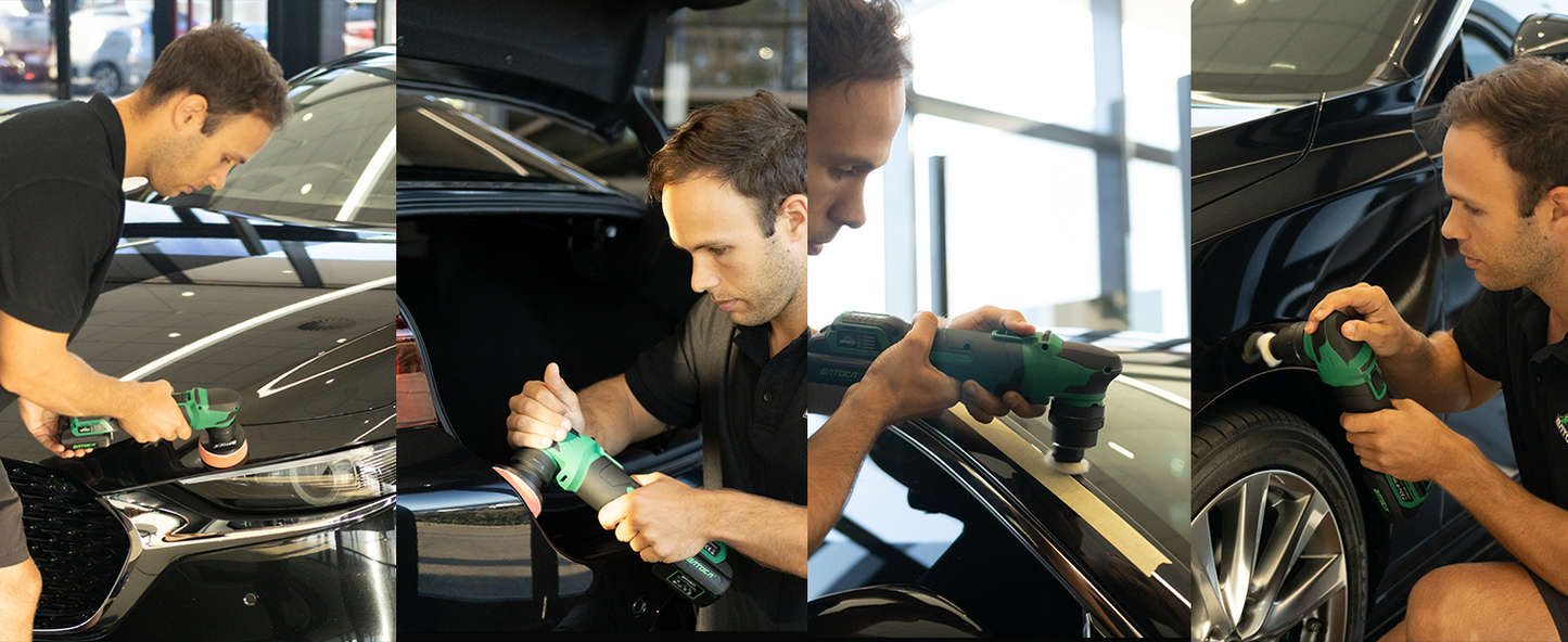 BATOCA Car Detailing Polisher S4,Rotary and Orbital Polishing Dual Applications,Professional Polishers,Brushless Motor,Mini Battery Polisher with 2 2.5Ah Batteries,2000-5500PMR 