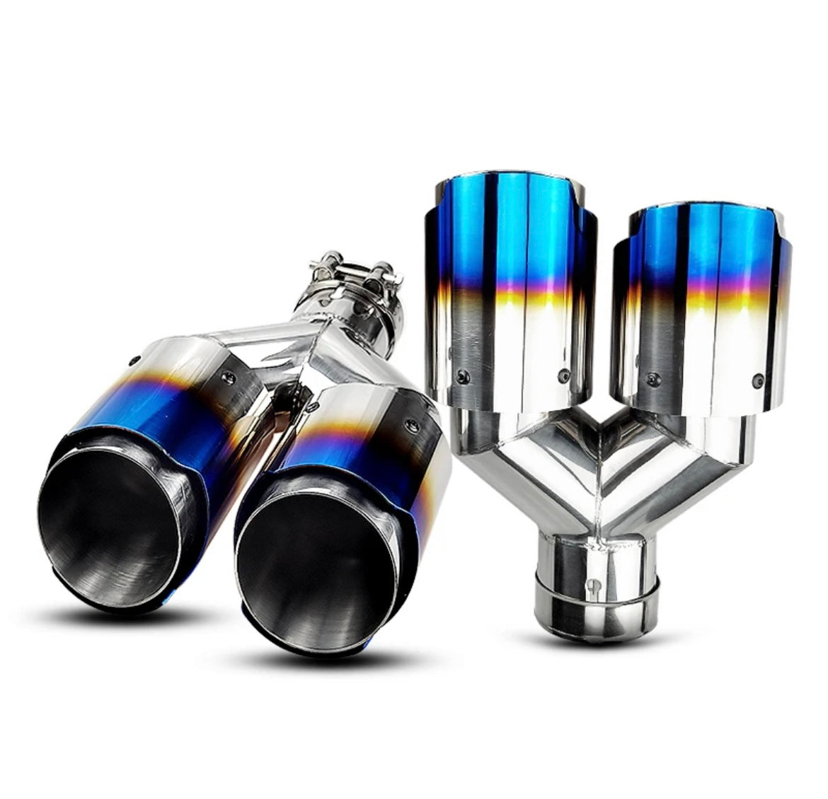 Burnt Blue AK Style Stainless Exhaust Dual Tips