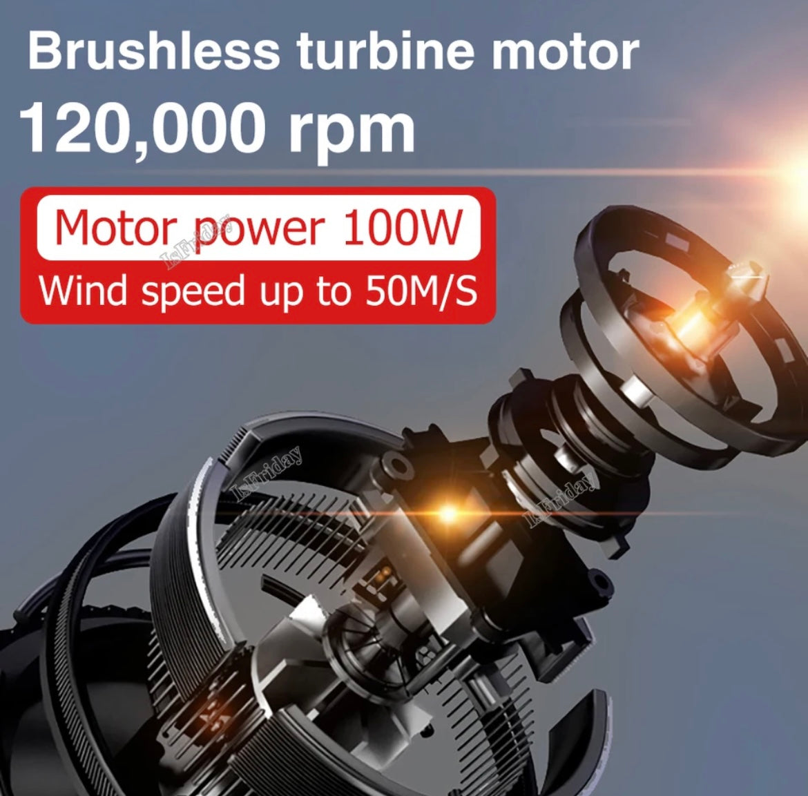 Brushless Turbo Jet Fan 120000RPM High Power Dust Blower Jet Dry Mini Vacuum Cleaner 3 Speed Blowing-Suction Handheld Air Blower