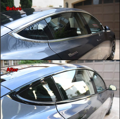 3/5/7CM Glossy Black Vinyl Stripes Chrome Delete Vinyl Window Trim Film