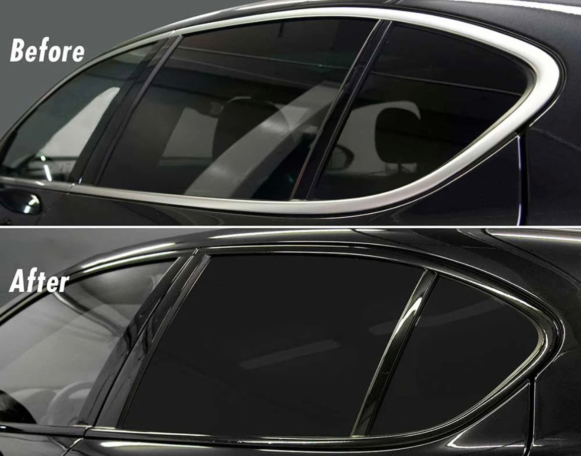 3/5/7CM Glossy Black Vinyl Stripes Chrome Delete Vinyl Window Trim Film